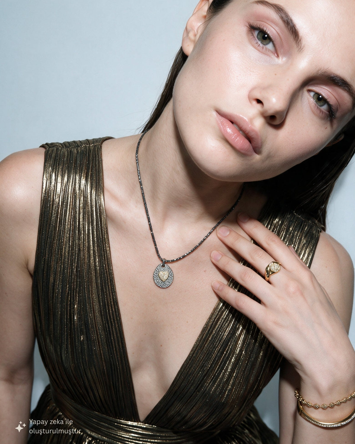 Valentina Hematite Heart Necklace
