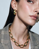 Nocturne Malachite Hoop Earrings