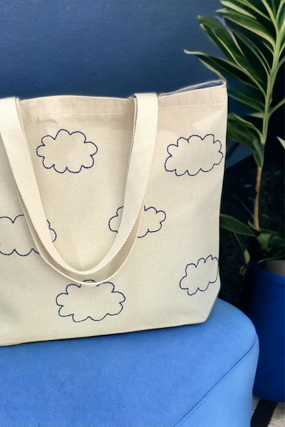 Bael İstanbul-Clouds Large Tote Bag-Omuz Çantası-1-roqelvaxirum.shop