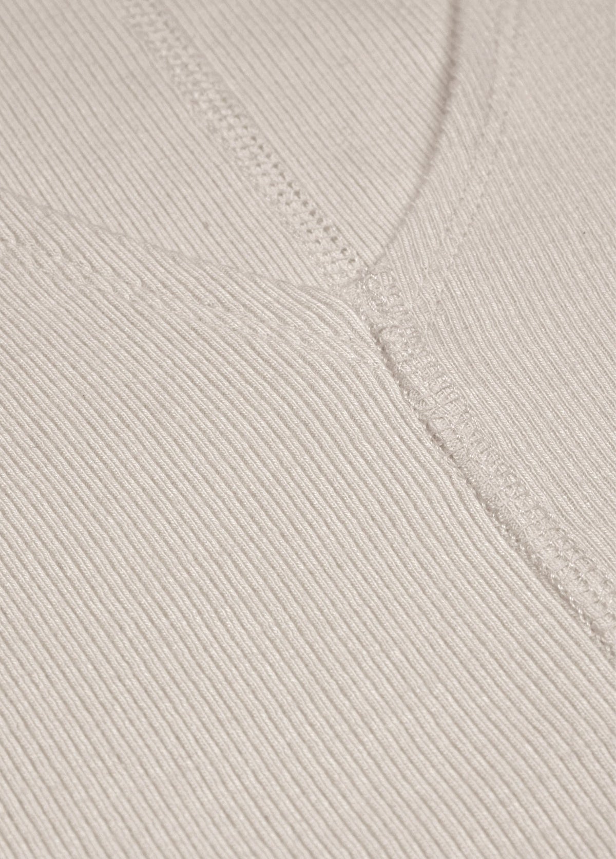 Bej V Yaka Pamuklu Ribana T-Shirt