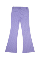 Denim Flare Pantolon - Beyaz/Mor