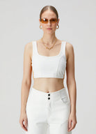 Denim Tank Top - Beyaz/Turuncu