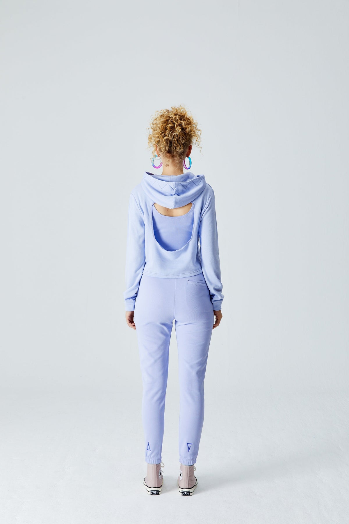 Arkası Açık Sweatshirt - Lila