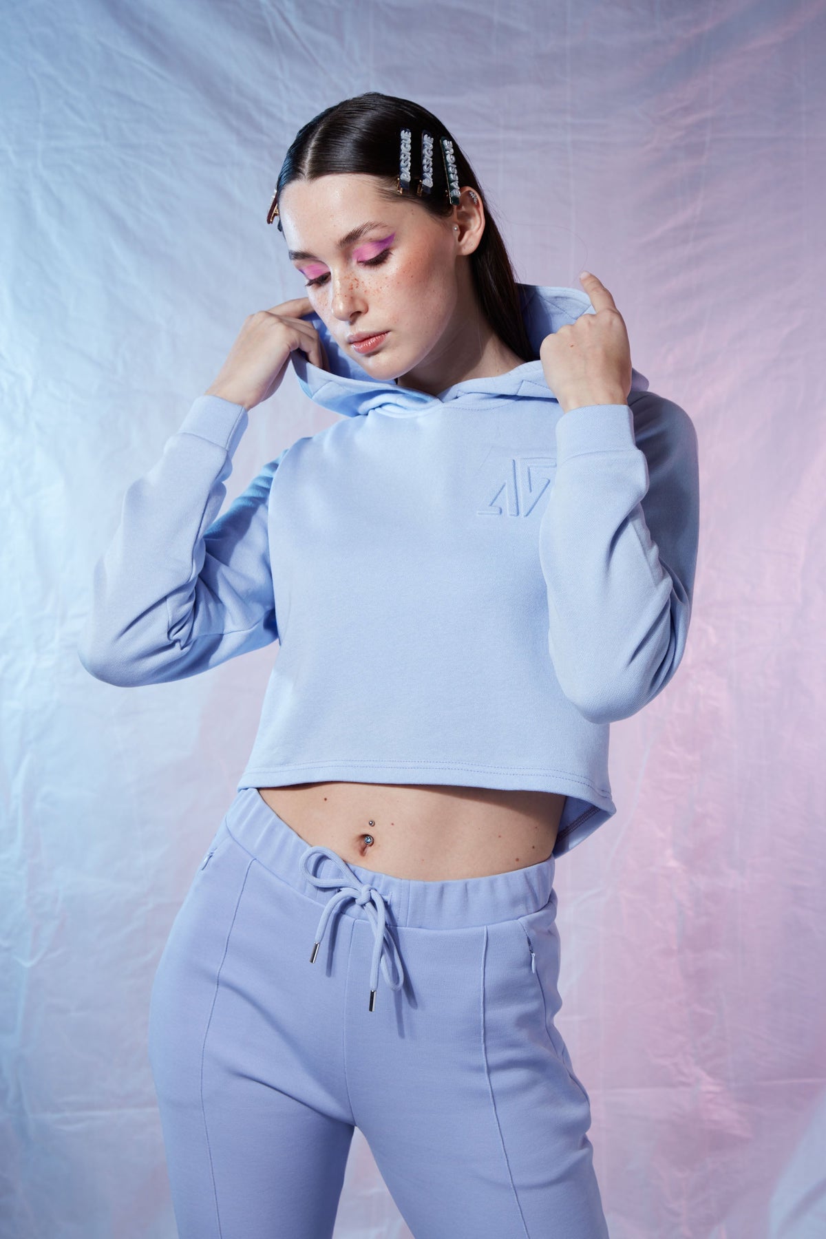 Sırtı Açık Kapüşonlu Sweatshirt - Lila