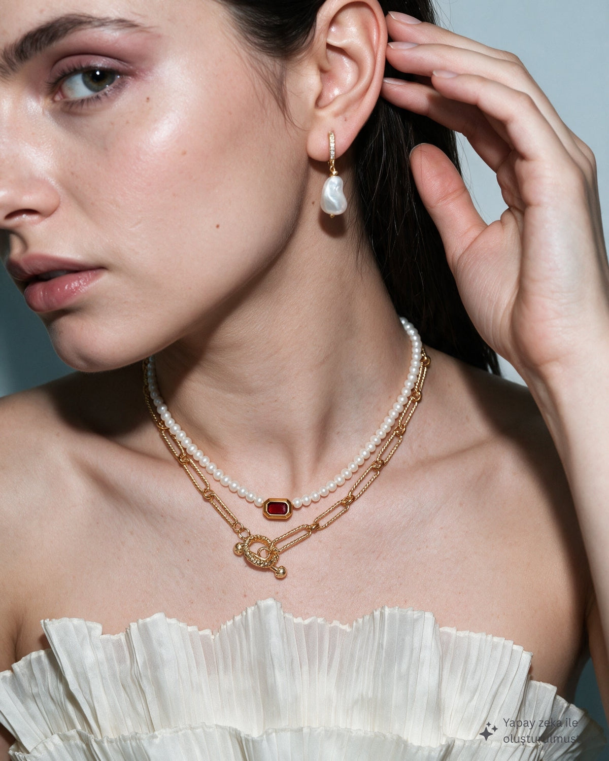 Romy Pearl Red Necklace