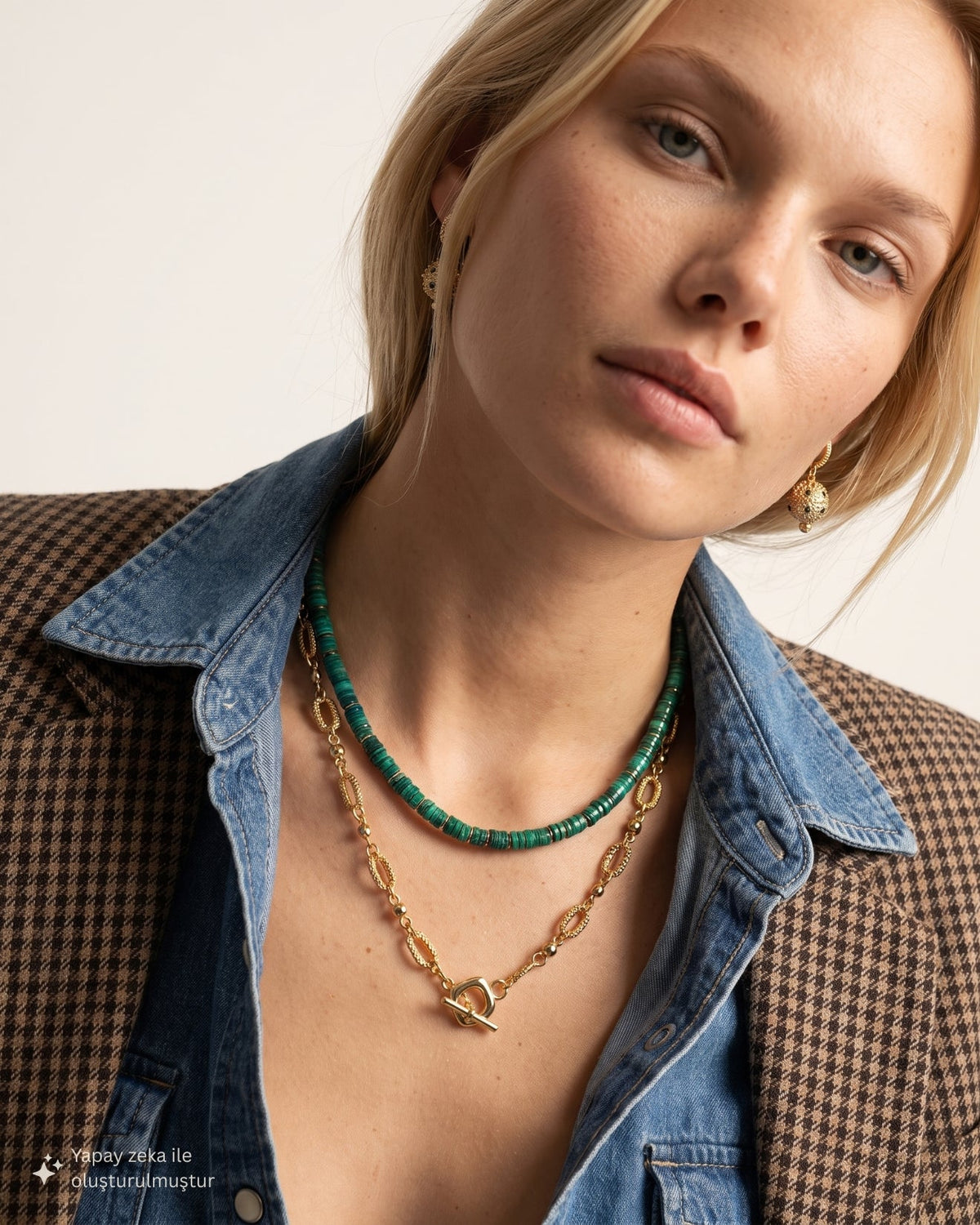 Solene Malachite Disc Necklace