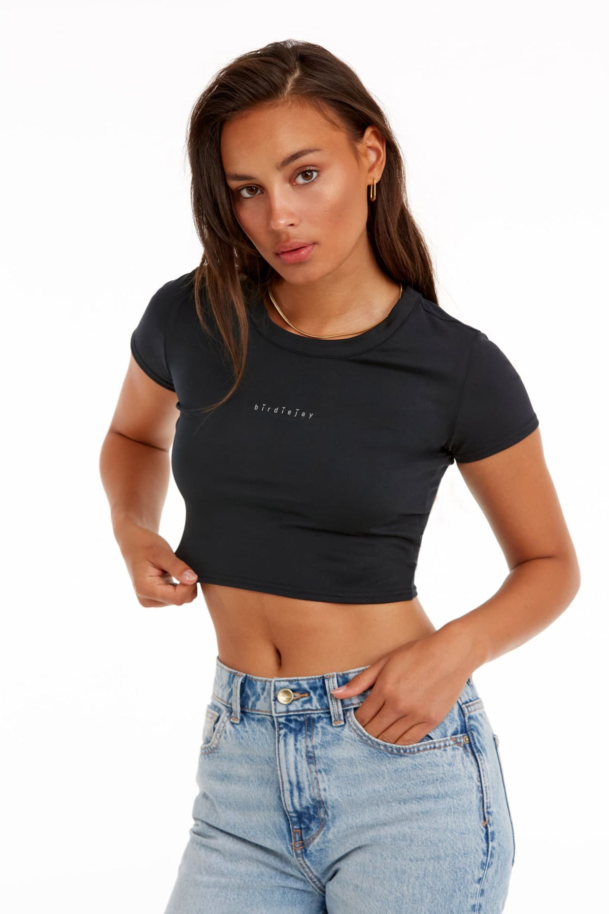 Birdiejay-Birdiesmooth Your New Go To Cropped Baby Tee Si̇yah Kısa Kollu Crop T Shirt-T-Shirts-7-roqelvaxirum.shop