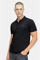 Blinky London-Erkek Merserize Siyah Plaket Şeritli Polo Yaka Pike T-shirt-T-Shirts-1-roqelvaxirum.shop