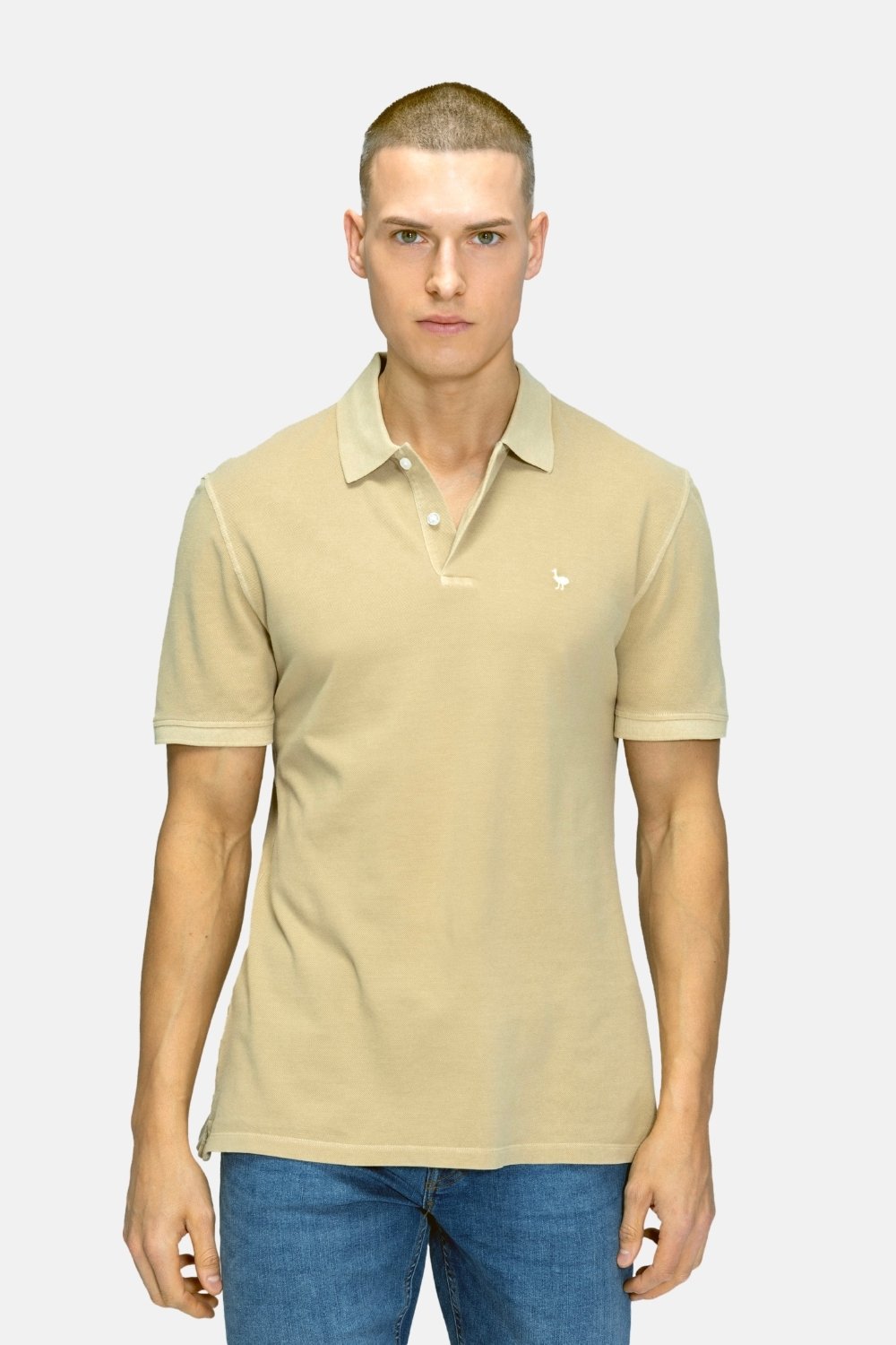 Blinky London-Parça Boya Polo Yaka Bej T-shirt-T-Shirts-1-roqelvaxirum.shop