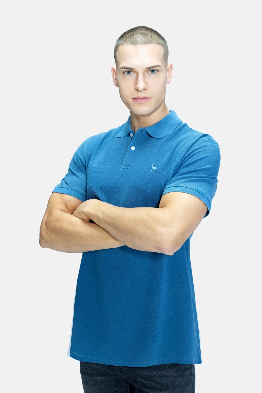 Blinky London-Parça Boya Polo Yaka Koyu Mavi T-shirt-T-Shirts-1-roqelvaxirum.shop