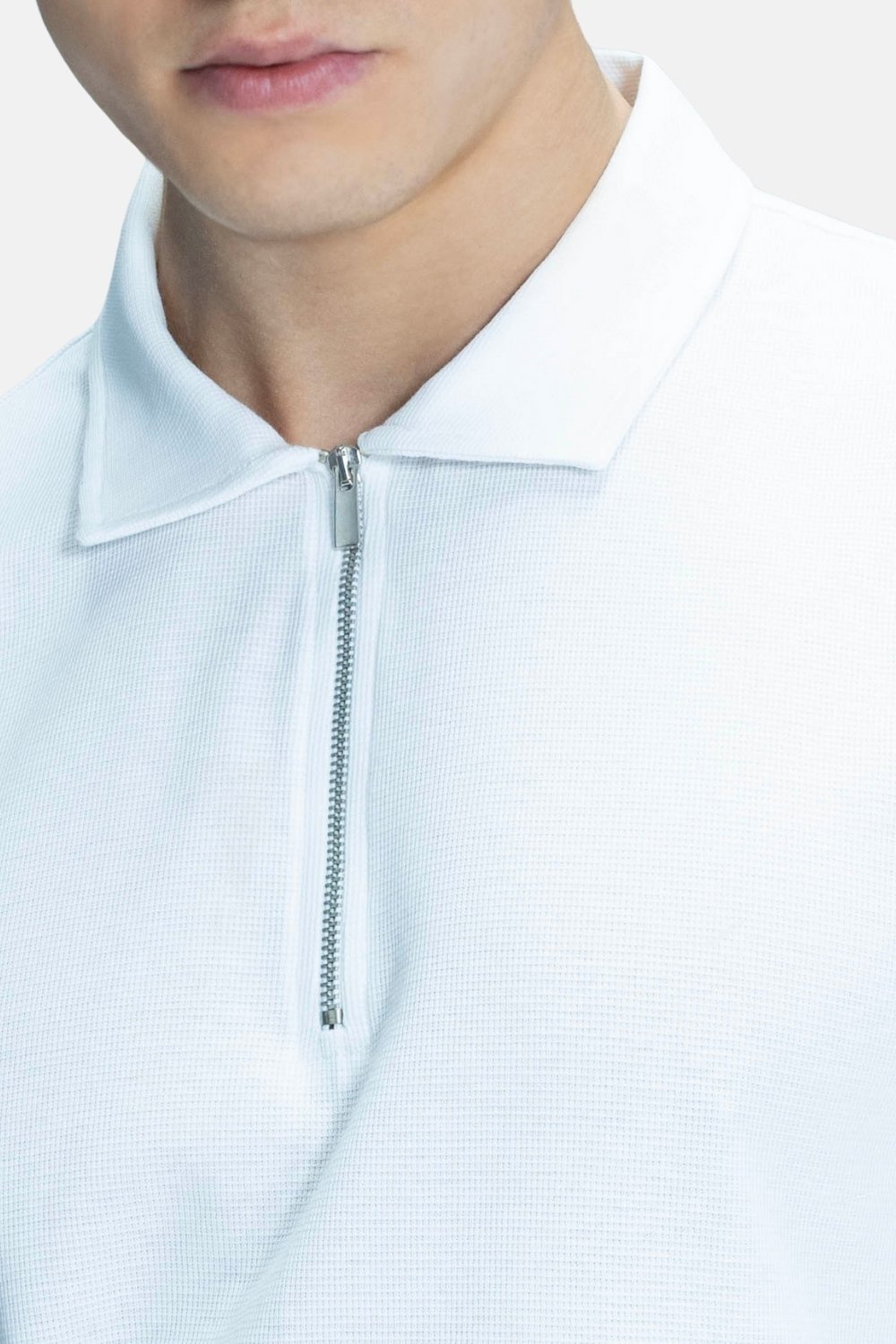 Blinky London-Textured Fermuarlı Polo Yaka T-shirt-T-Shirts-2-roqelvaxirum.shop