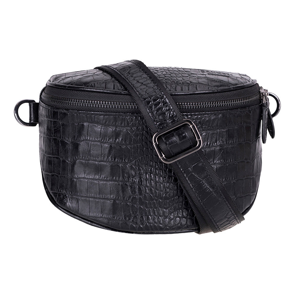 Bloominbag-Alora Noir Croc Siyah Deri Bel çantası-3-roqelvaxirum.shop