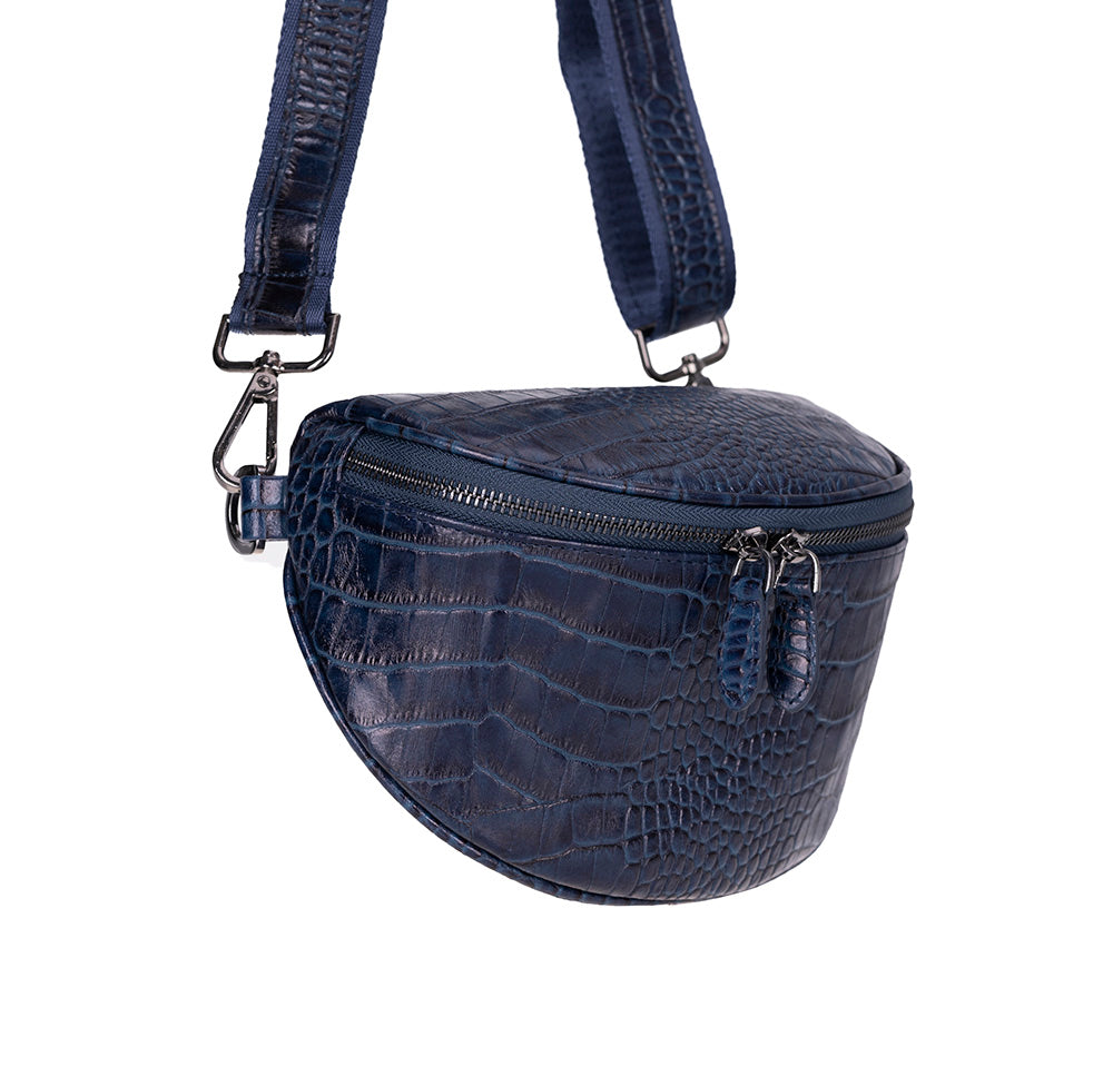 Bloominbag-Alora Scarlet Heat Croc Lacivert Deri Bel çantası-1-roqelvaxirum.shop