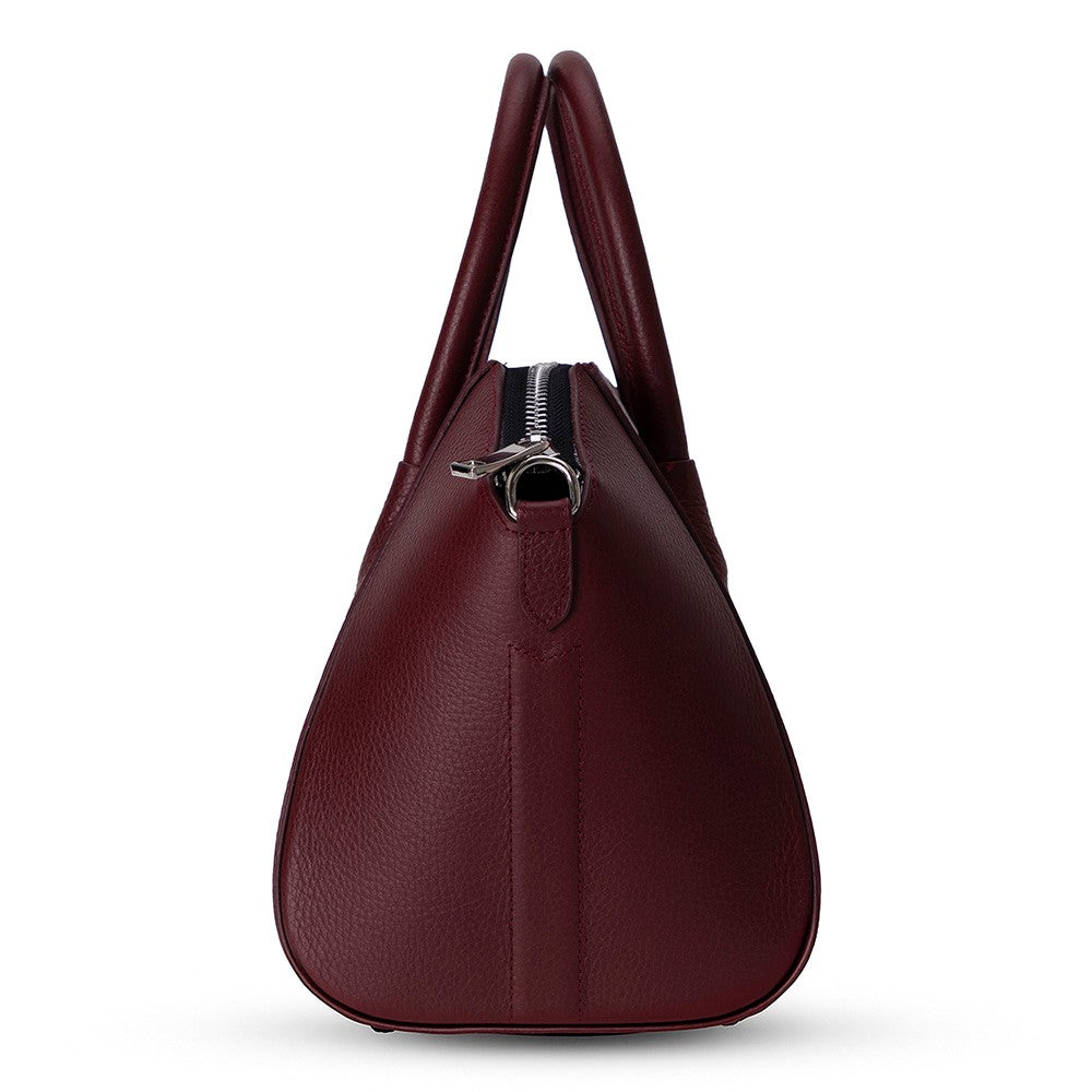Bloominbag-Aria Bordeaux Velvet Medium Hakiki Deri Kadın El & Omuz çantası-3-roqelvaxirum.shop