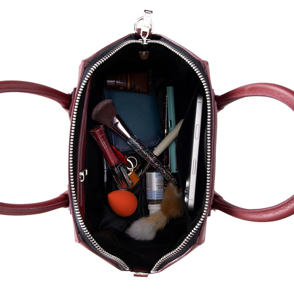 Bloominbag-Aria Bordeaux Velvet Medium Hakiki Deri Kadın El & Omuz çantası-4-roqelvaxirum.shop
