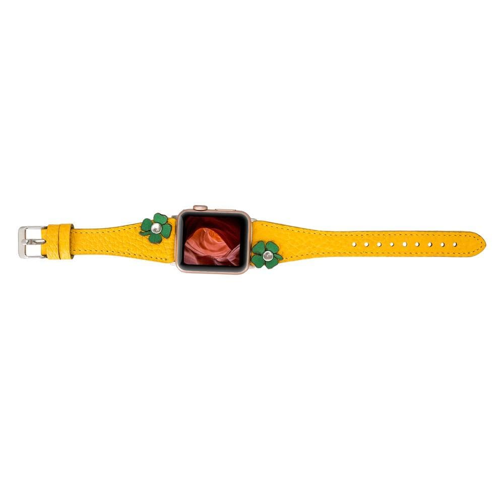 Bloominbag-Bloom Band Clover Deri Güneş Sarısı Apple Watch Kordon 40/41/42mm-5-roqelvaxirum.shop