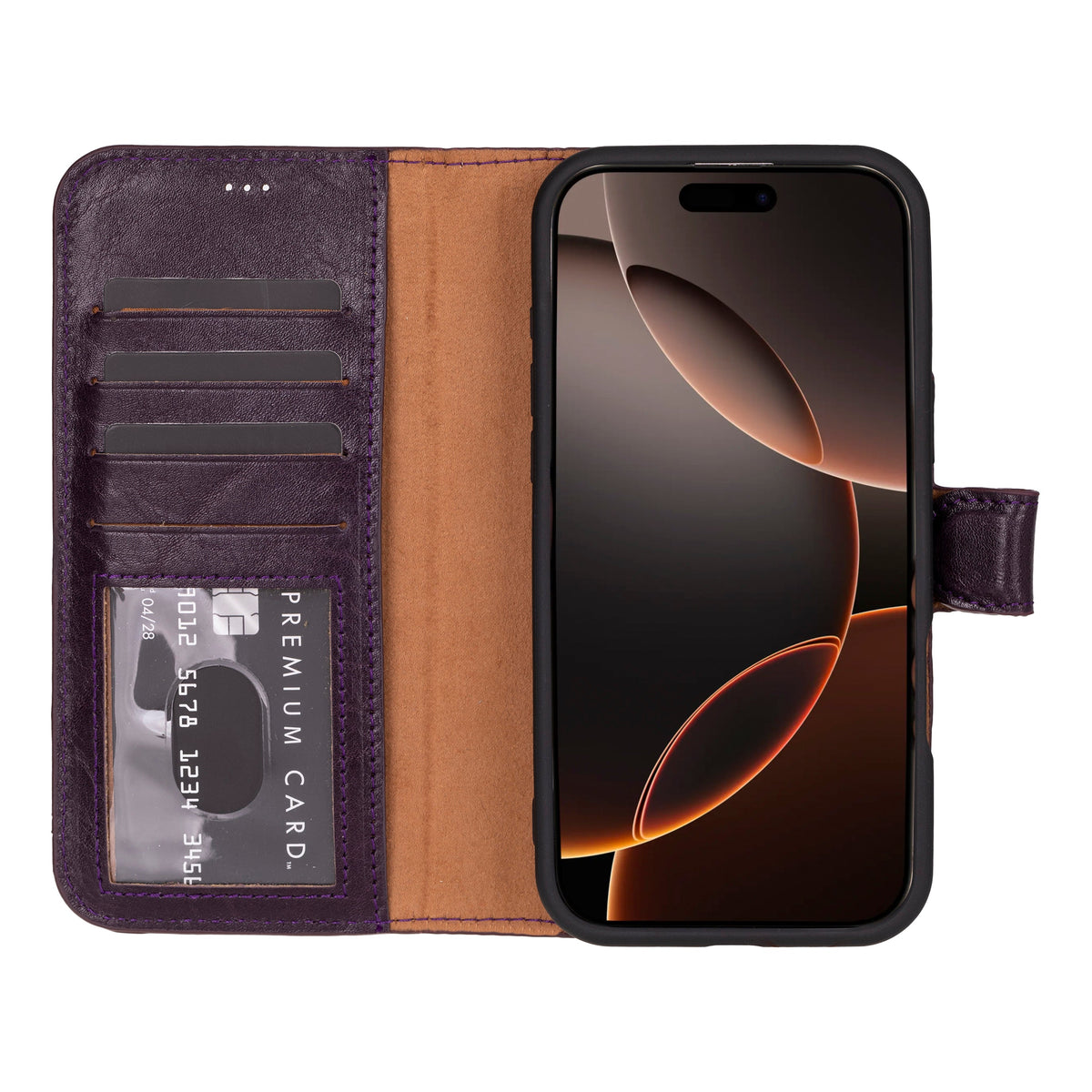 Bloominbag-Bloom Case Apple I Phone 16 Pro Max – Burgundy Hakiki Deri Cüzdanlı Telefon Kılıfı-2-roqelvaxirum.shop