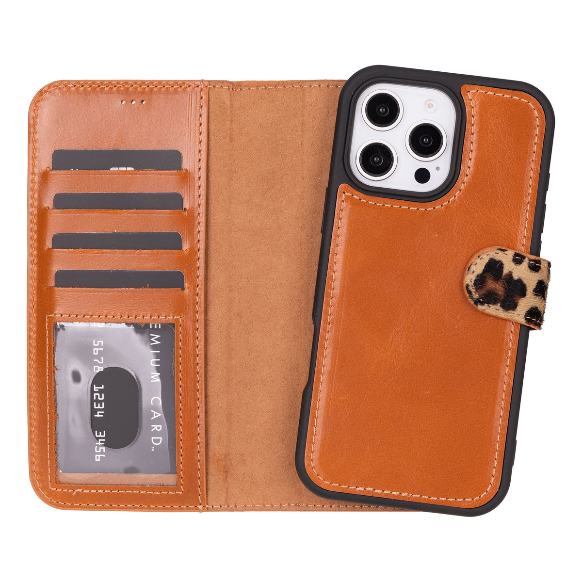 Bloominbag-Bloom Case Apple I Phone 16 Pro Max – Leopard Hakiki Deri Cüzdanlı Telefon Kılıfı-1-roqelvaxirum.shop
