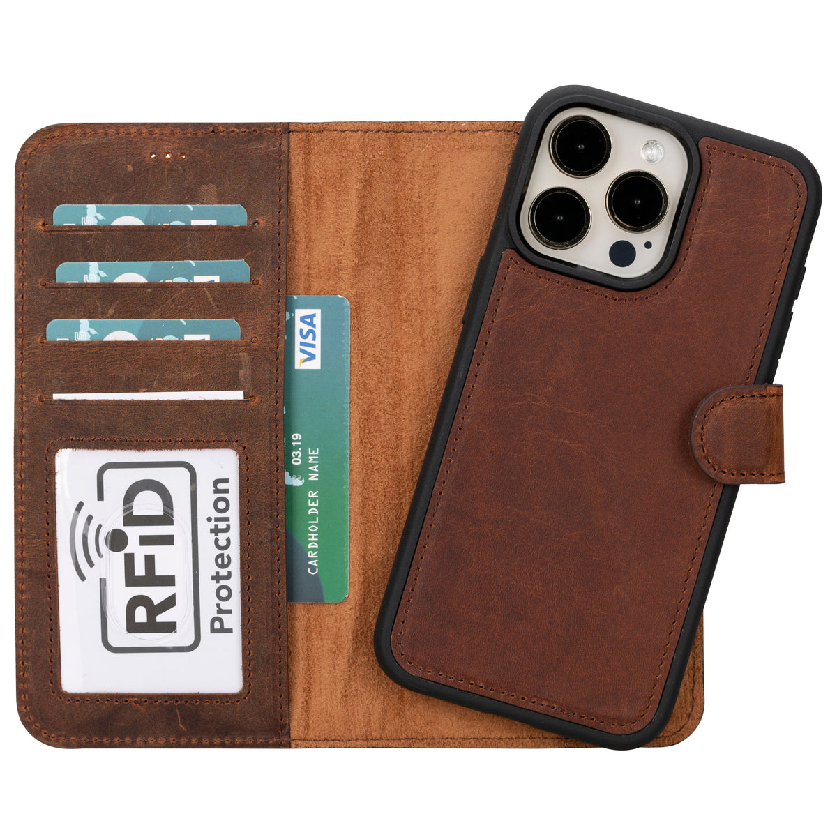 Bloominbag-Bloom Case Apple I Phone 16 Pro Max – Mahogany Brown Hakiki Deri Cüzdanlı Telefon Kılıfı-1-roqelvaxirum.shop
