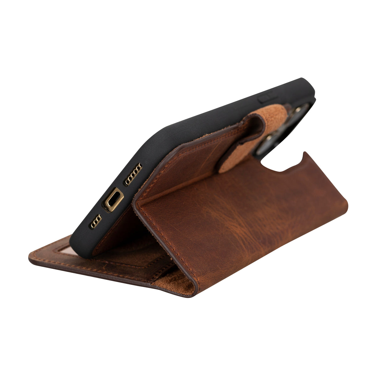 Bloominbag-Bloom Case Apple I Phone 16 Pro Max – Mahogany Brown Hakiki Deri Cüzdanlı Telefon Kılıfı-3-roqelvaxirum.shop