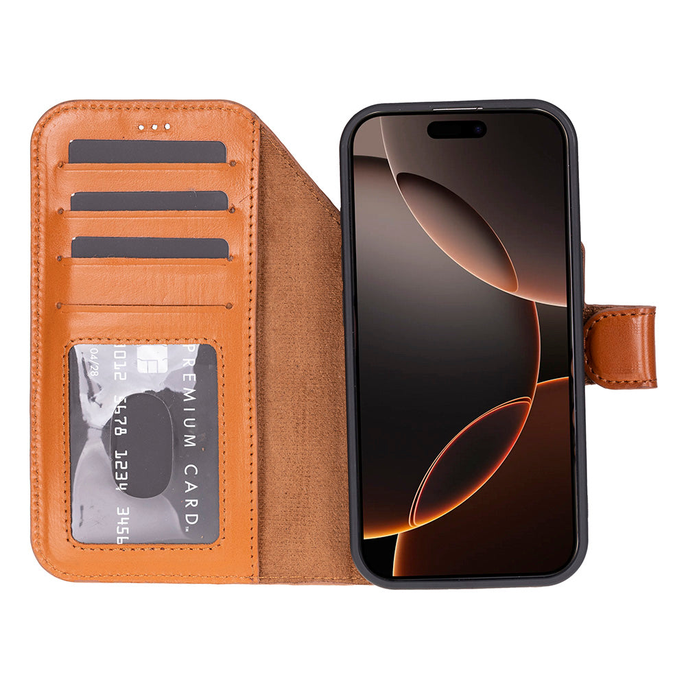 Bloominbag-Bloom Case Magic Apple I Phone 17 Pro Max(6.9") Desert Tan Ayrılabilir Hakiki Deri Cüzdanlı Telefon Kılıfı-5-roqelvaxirum.shop