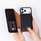 Bloominbag-Bloom Case Magic Apple I Phone 17 Pro Max(6.9") Obsidian Black Ayrılabilir Hakiki Deri Cüzdanlı Telefon Kılıfı-2-roqelvaxirum.shop