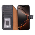 Bloominbag-Bloom Case Magic Apple I Phone 17 Pro Max(6.9") Obsidian Black Ayrılabilir Hakiki Deri Cüzdanlı Telefon Kılıfı-5-roqelvaxirum.shop