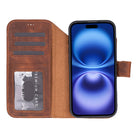 Bloominbag-Bloom Case Magic Wallet Mahogany Saddle Hakiki Deri I Phone 17 Air(6.5") Cüzdanlı Telefon Kılıfı-5-roqelvaxirum.shop