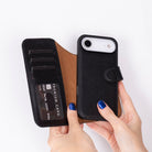 Bloominbag-Bloom Case Magic Wallet Obsidian Black Hakiki Deri I Phone 17 Air(6.5") Cüzdanlı Telefon Kılıfı-2-roqelvaxirum.shop