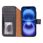 Bloominbag-Bloom Case Magic Wallet Obsidian Black Hakiki Deri I Phone 17 Air(6.5") Cüzdanlı Telefon Kılıfı-5-roqelvaxirum.shop