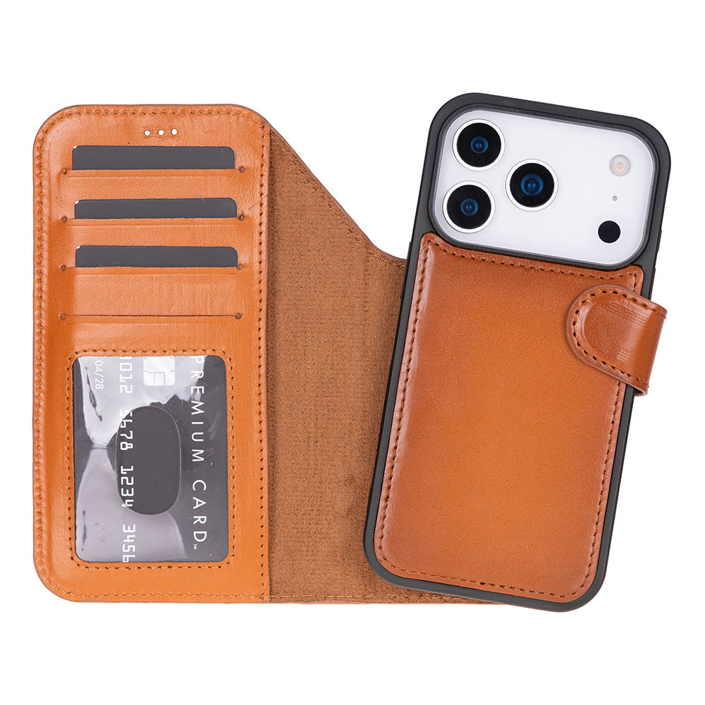 Bloominbag-Bloom Case Magic Wallet Urban Tan Apple I Phone 17 Pro (6.3") Hakiki Deri çıkarılabilir Cüzdanlı Telefon Kılıfı-1-roqelvaxirum.shop