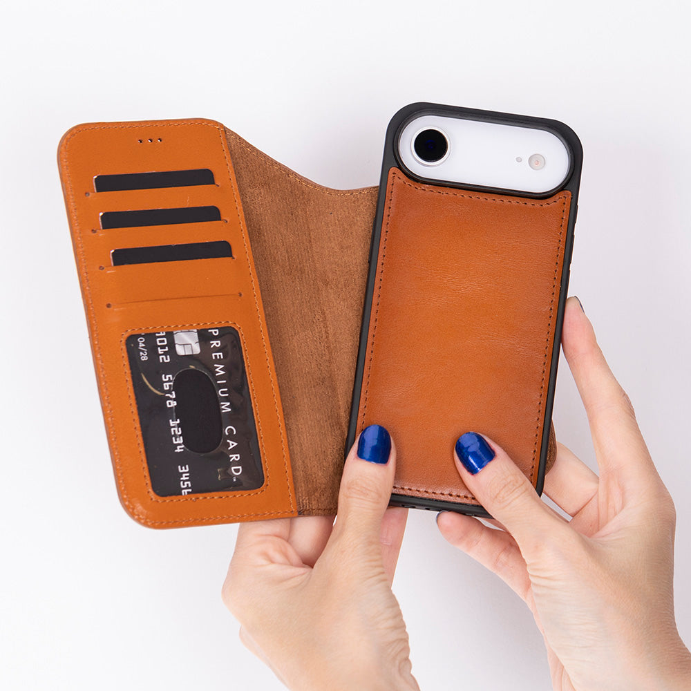 Bloominbag-Bloom Case Magic Wallet Urban Tan Hakiki Deri I Phone 17 Air(6.5") Cüzdanlı Telefon Kılıfı-2-roqelvaxirum.shop