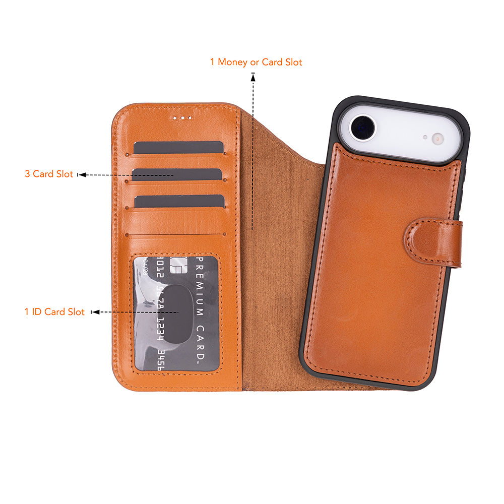 Bloominbag-Bloom Case Magic Wallet Urban Tan Hakiki Deri I Phone 17 Air(6.5") Cüzdanlı Telefon Kılıfı-3-roqelvaxirum.shop