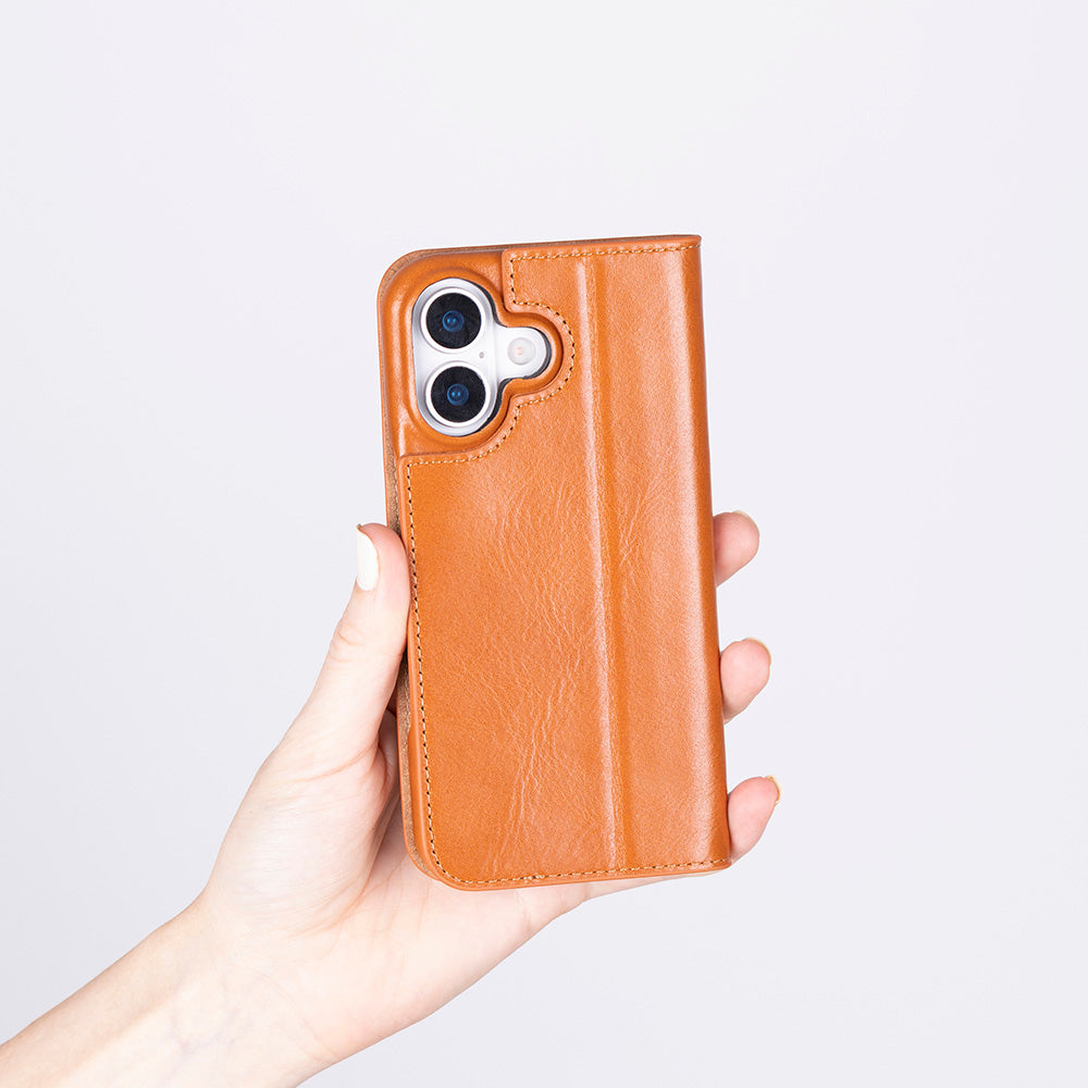 Bloominbag-Bloom Case Sonat Urban Tan Hakiki Deri I Phone 17(6.3") Folio Kılıfı-3-roqelvaxirum.shop
