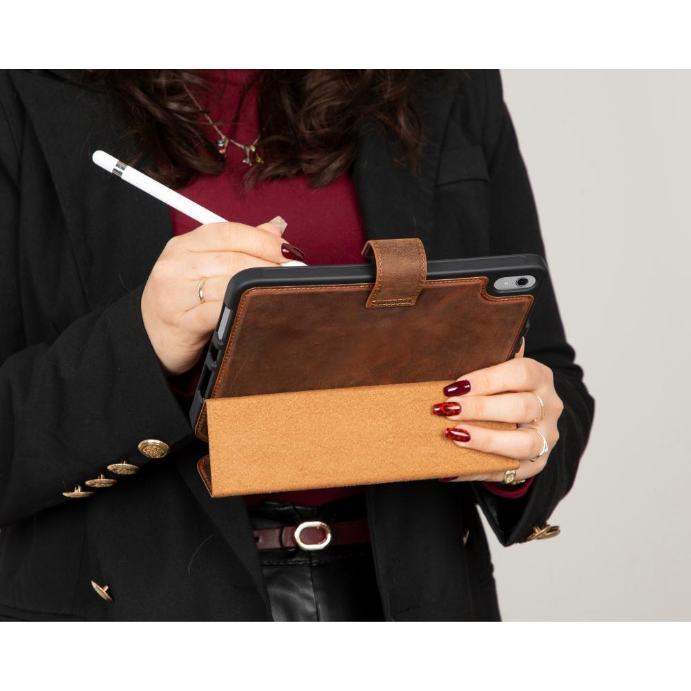 Bloominbag-Bloom Case Trigon Saddle Brown Apple I Pad Mini (2024) Hakiki Deri Kılıf-2-roqelvaxirum.shop