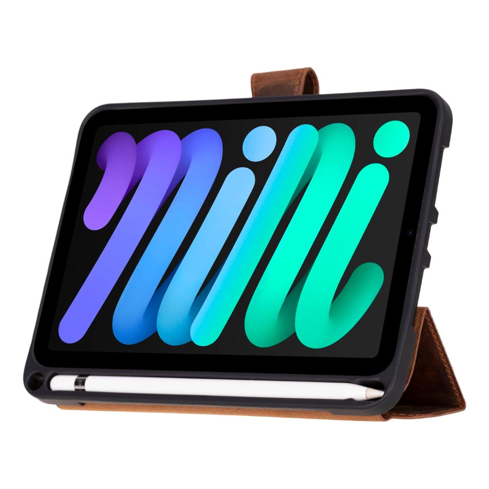 Bloominbag-Bloom Case Trigon Saddle Brown Apple I Pad Mini (2024) Hakiki Deri Kılıf-4-roqelvaxirum.shop