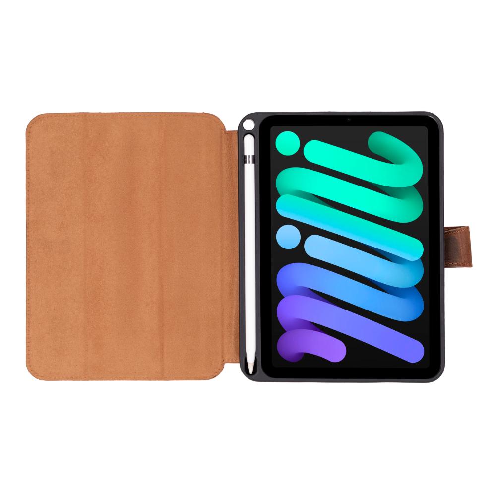 Bloominbag-Bloom Case Trigon Saddle Brown Apple I Pad Mini (2024) Hakiki Deri Kılıf-5-roqelvaxirum.shop