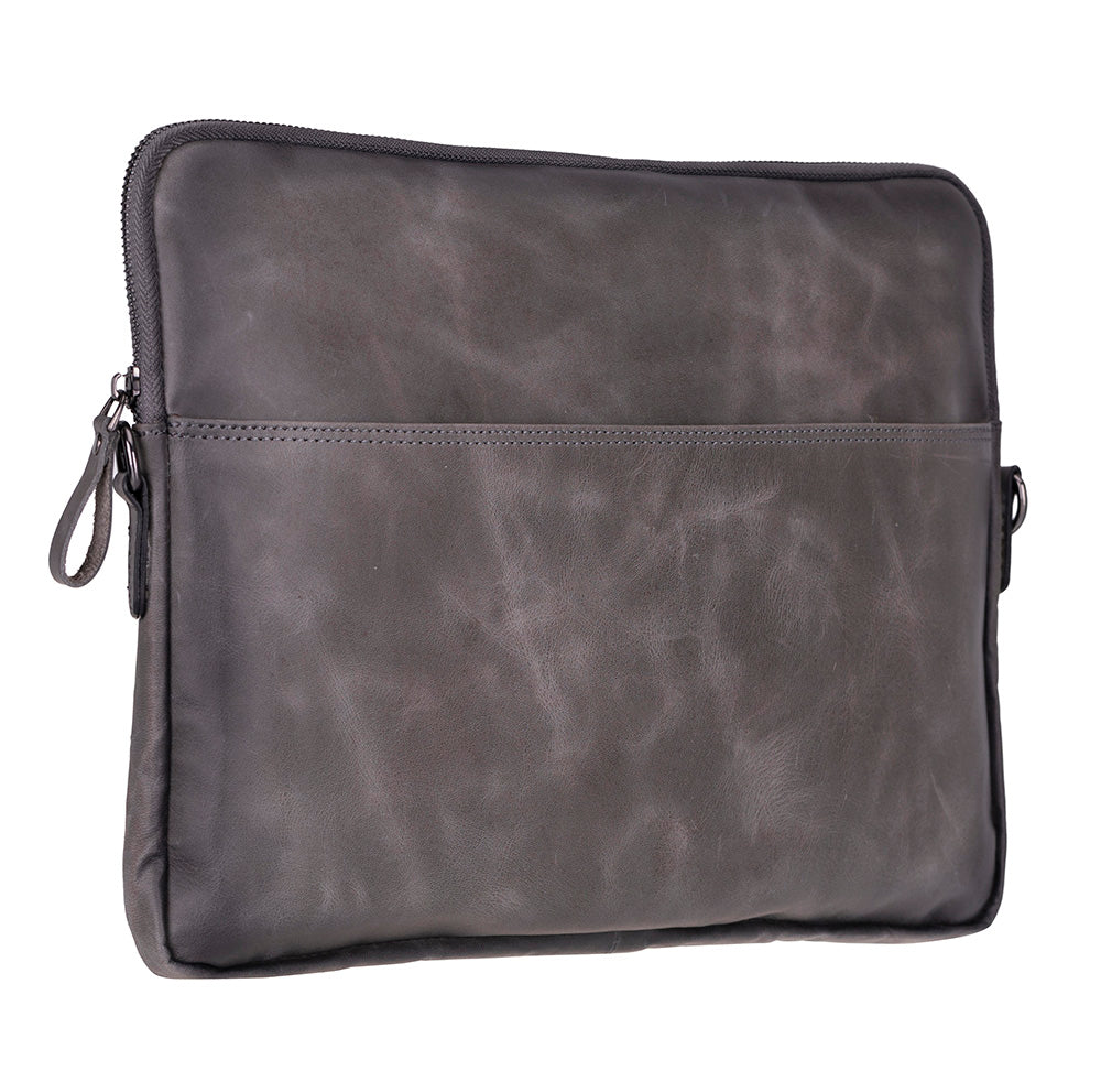 Bloominbag-Bloom Sleeve Leeds 14" Ash Gray Hakiki Deri Laptop & Tablet Kılıfı-5-roqelvaxirum.shop