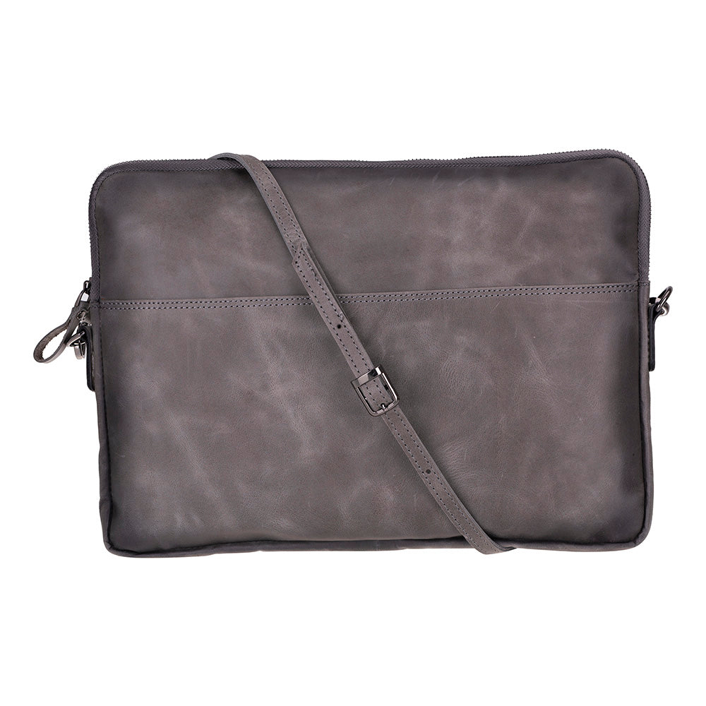 Bloominbag-Bloom Sleeve Leeds 16" Ash Gray Hakiki Deri Laptop & Tablet Kılıfı-1-roqelvaxirum.shop