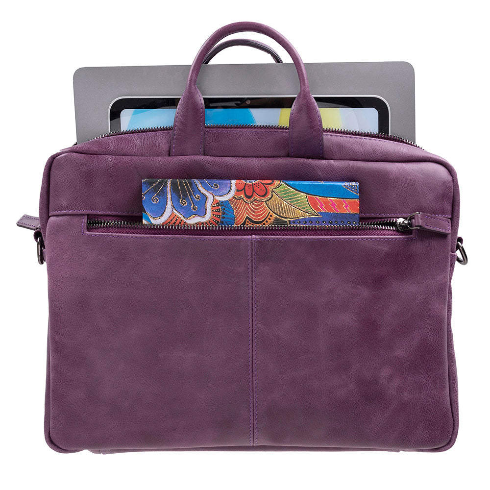 Bloominbag-Bloom Urban Shield 16" Mor Deri Laptop / Macbook çantası-4-roqelvaxirum.shop