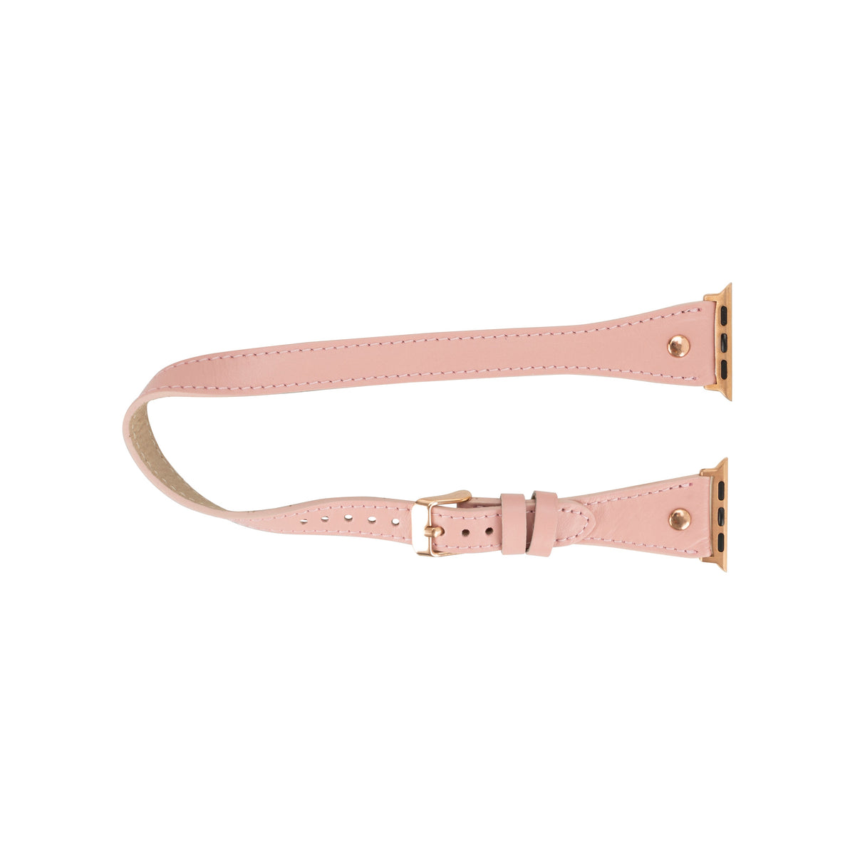 Bloomband Gold Tokalı Double Tour Pink Deri Apple Watch Kayışı - 44/45/46/49Mm