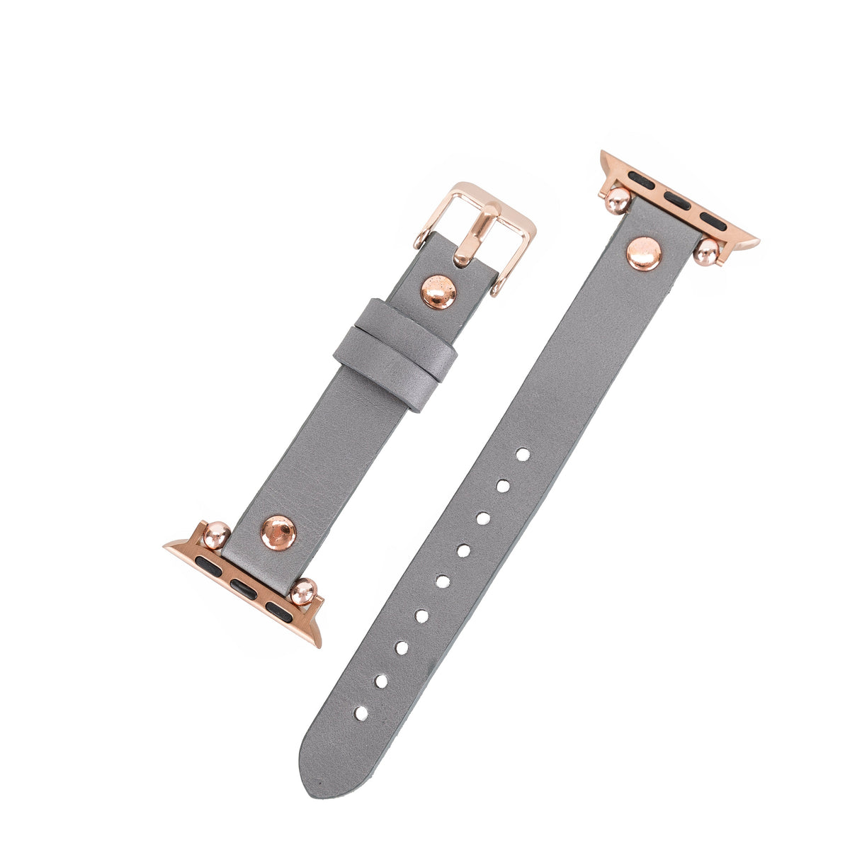 Bloomband Rose Gold Tokalı Sandy Gray Deri Apple Watch Kayışı - 44/45/46/49Mm