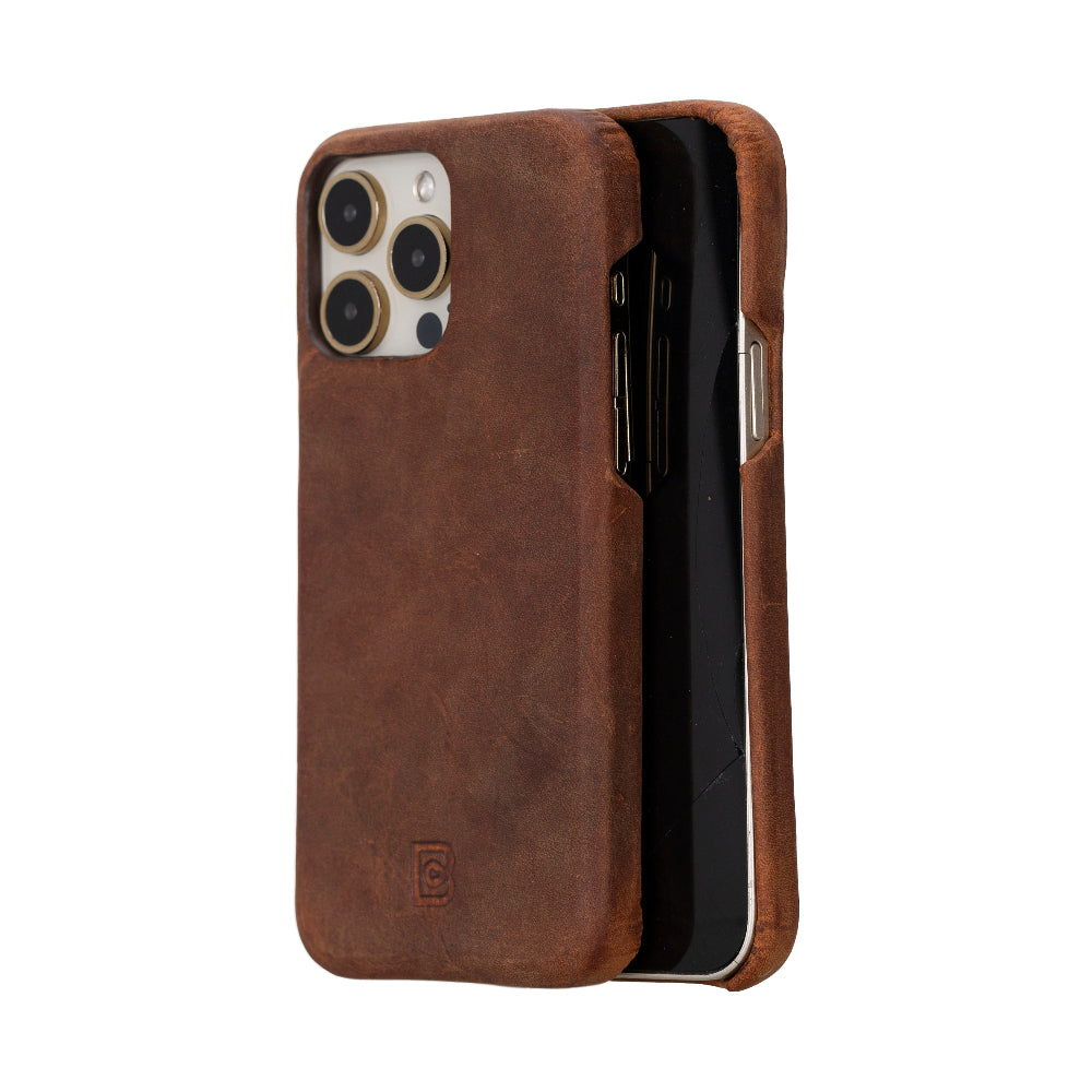 Bloomcase Apple Iphone 16 Pro (6.3") Saddle Brown Hakiki Deri Telefon Kılıfı