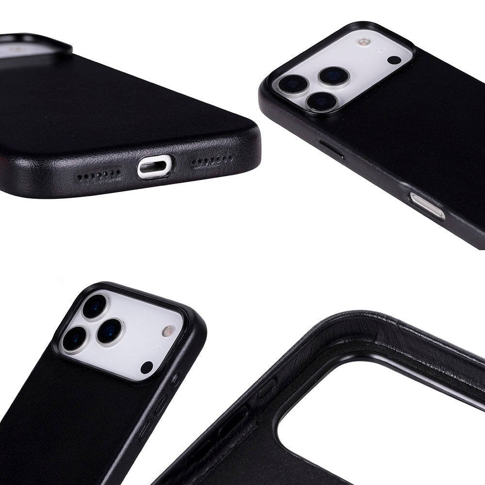 Bloomcase Mono Obsidian Black Apple Iphone 17 Pro (6.3") Hakiki Deri Magsafe Kılıf