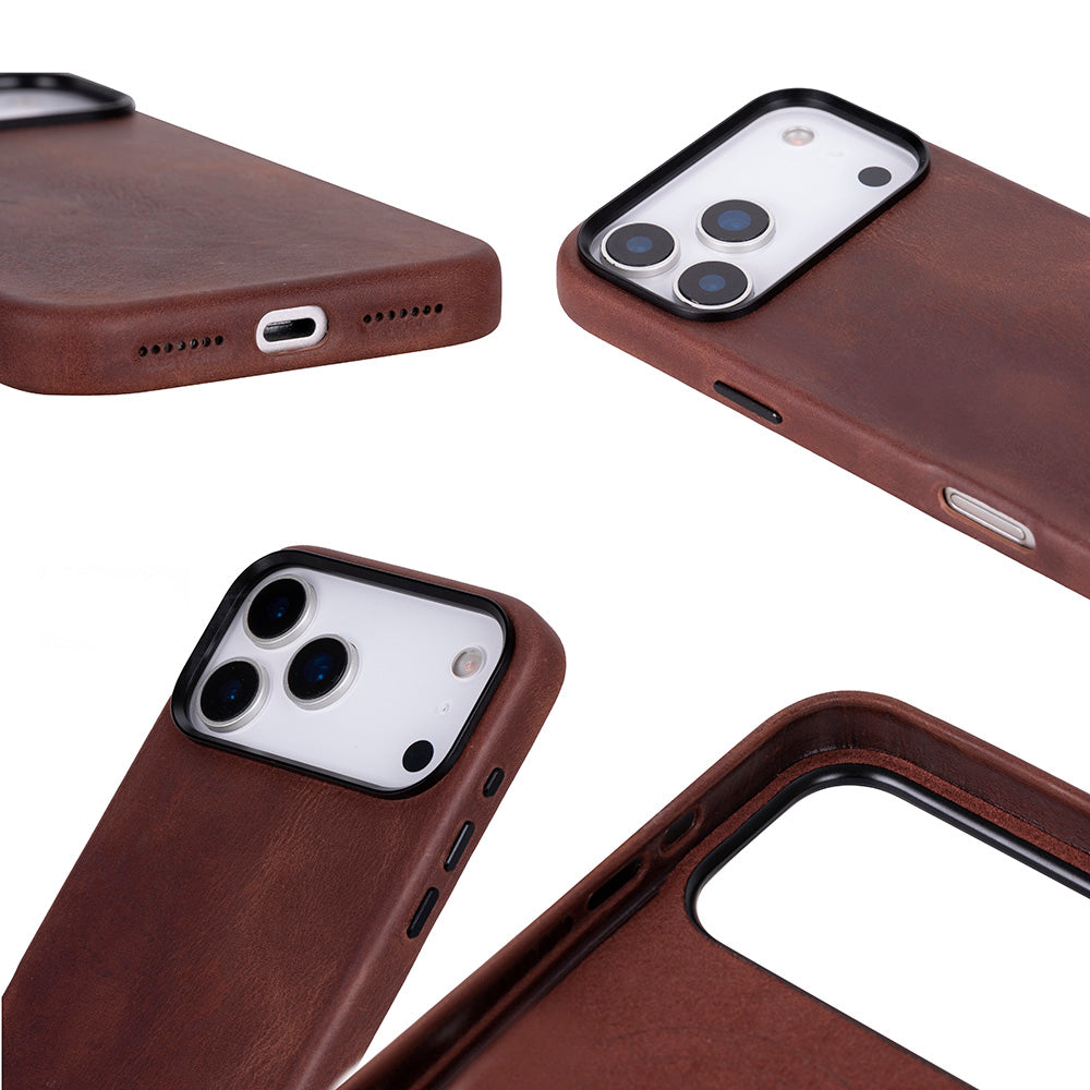Bloomcase Mono Saddle Brown Apple Iphone 17 Pro Max (6.9") Hakiki Deri Magsafe Kılıf
