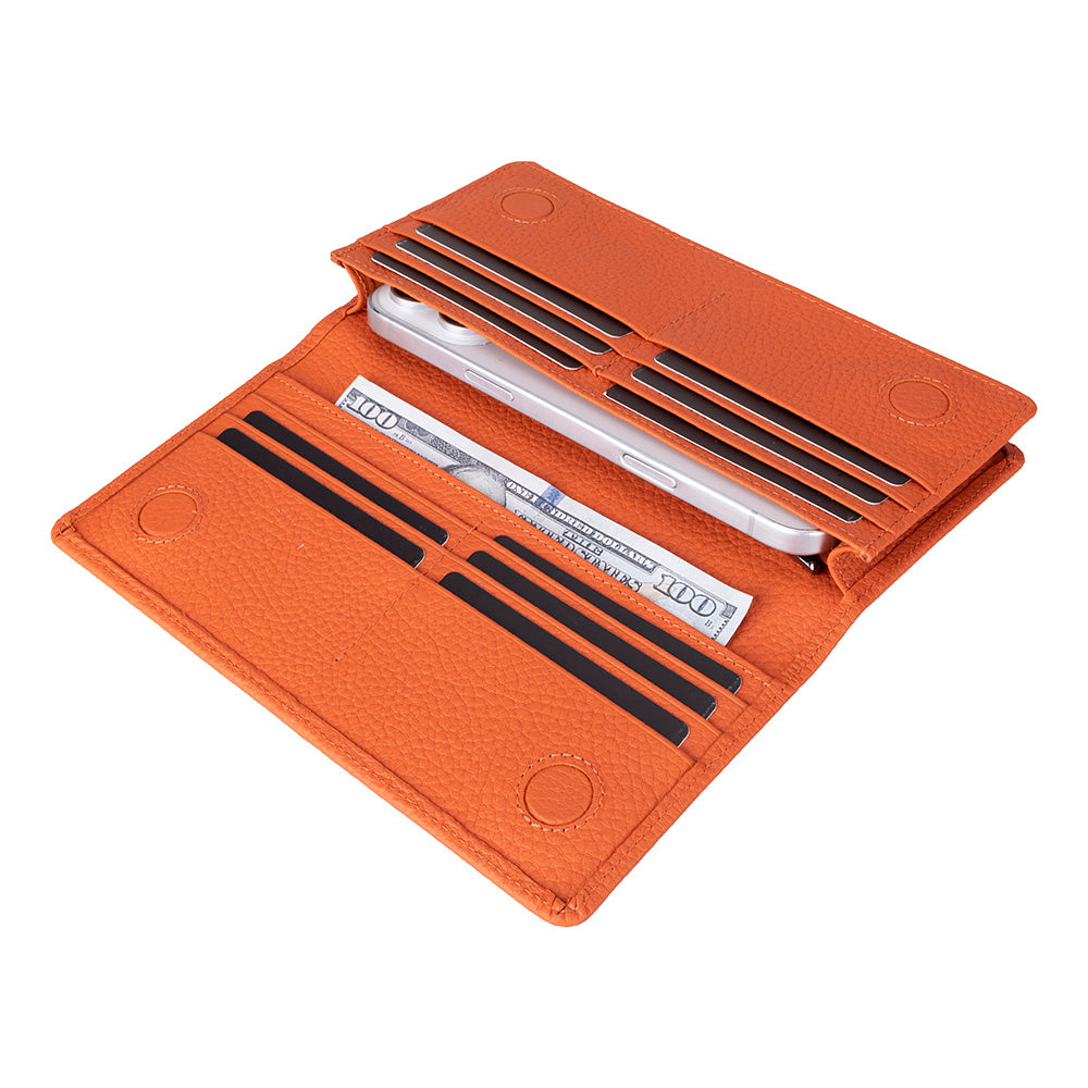 Bloominbag-Celestina Pebble Orange Hakiki Deri Telefon Bölmeli Cüzdan-2-roqelvaxirum.shop