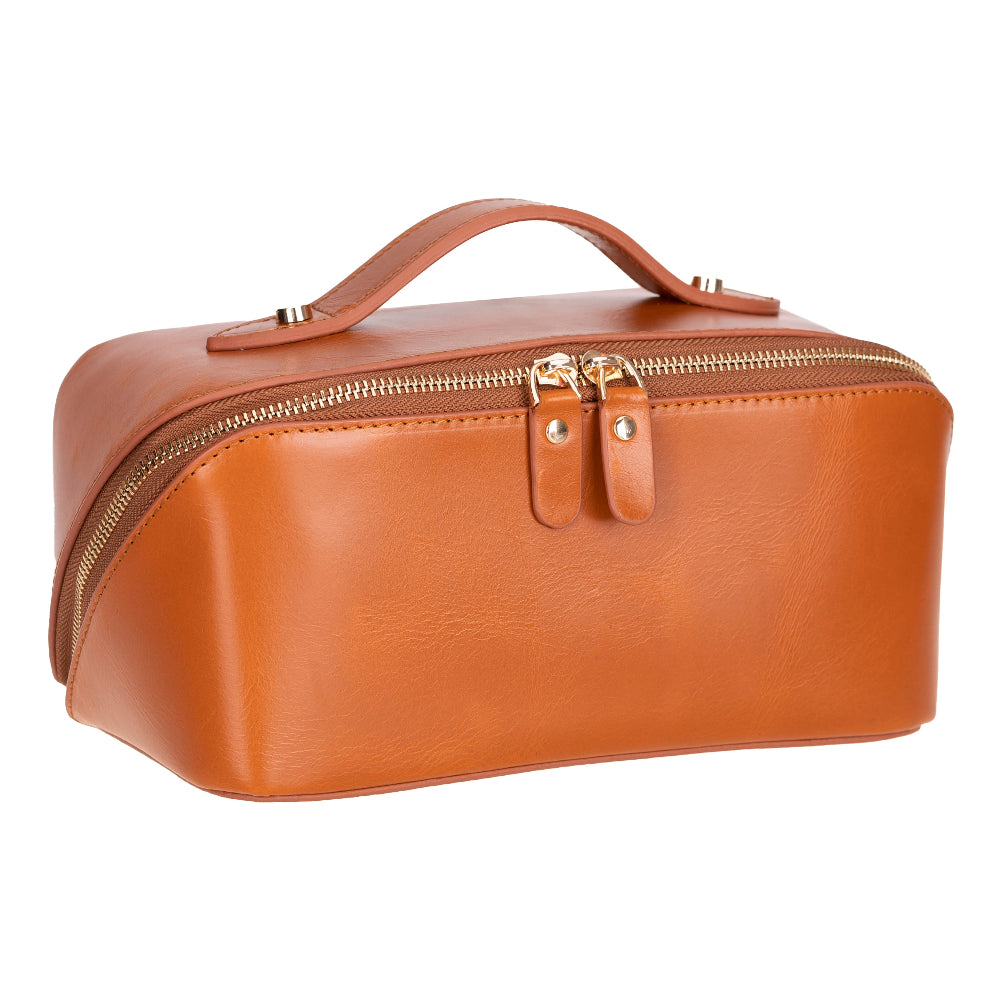 Bloominbag-Ella Terra Cognac Hakiki Deri Makyaj & Seyahat çantası-1-roqelvaxirum.shop