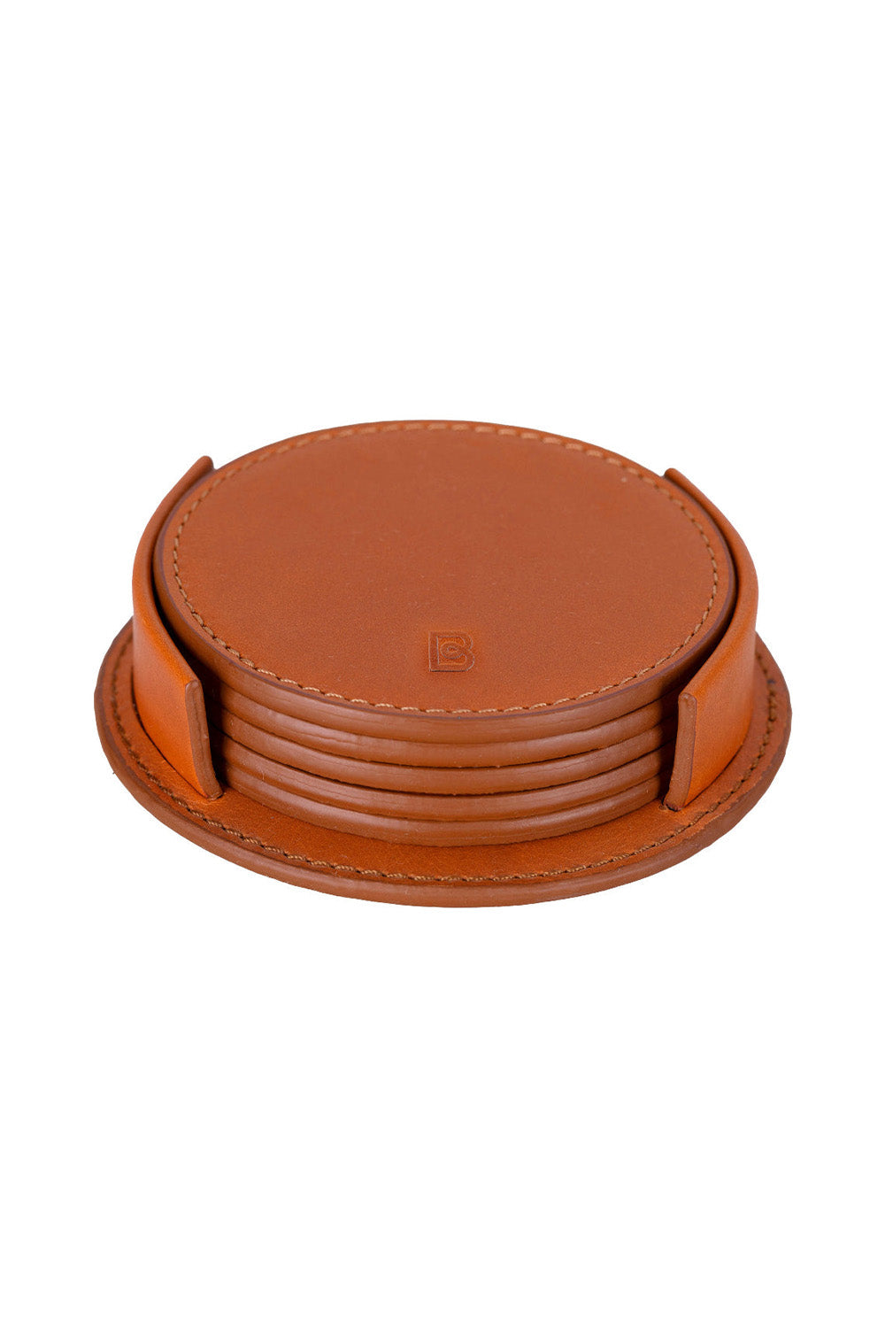 Bloominbag-Lavion Sandy Tan Deri Yuvarlak Bardak Altlığı Seti (5'li)-Bardak Altlığı-2-roqelvaxirum.shop