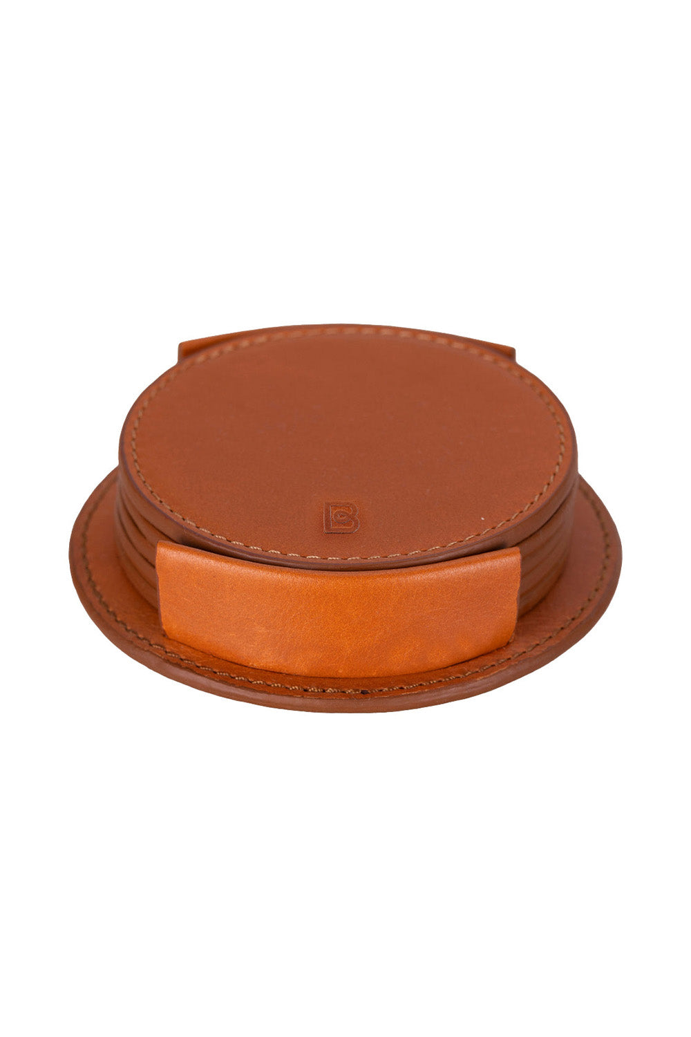 Bloominbag-Lavion Sandy Tan Deri Yuvarlak Bardak Altlığı Seti (5'li)-Bardak Altlığı-3-roqelvaxirum.shop