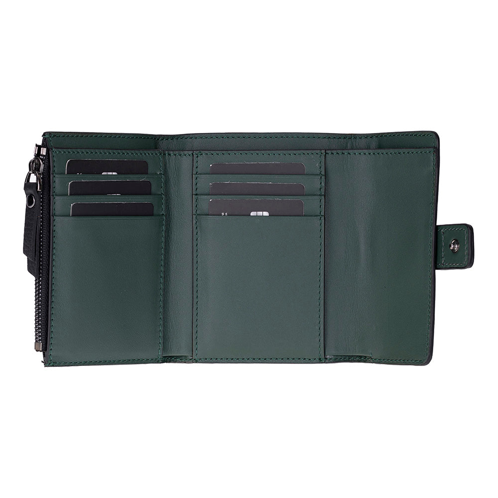 Bloominbag-Liora Color Band Deri Kadın Cüzdan – Siyah & Zümrüt Yeşili-2-roqelvaxirum.shop